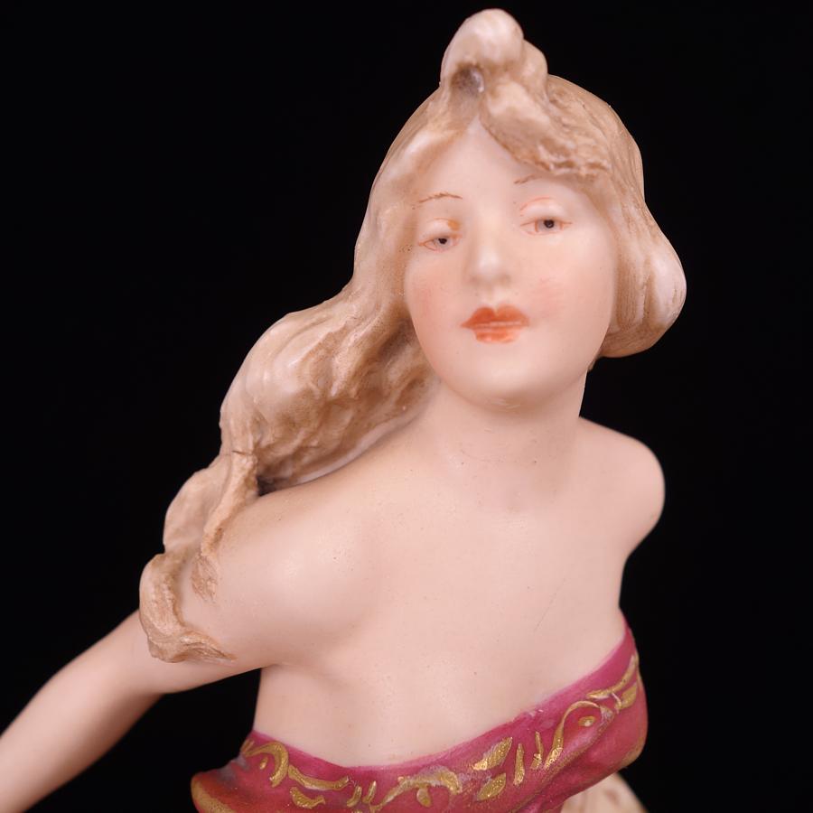 Exceptional Quality Royal Dux Art Nouveau Amphora Figural Porcelain Spill Vase 1