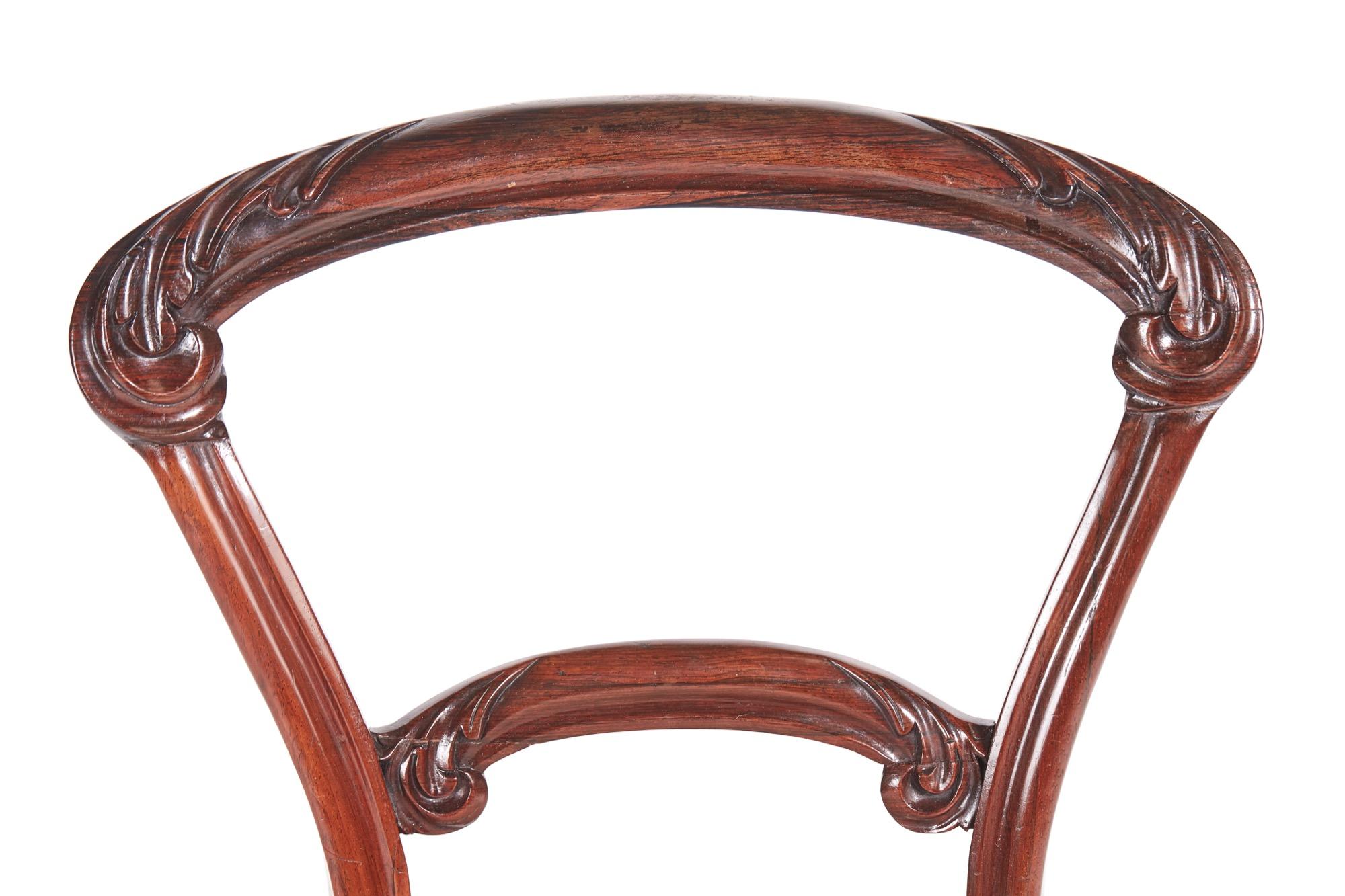Exceptional Quality Set of 4 Victorian Carved Rosewood Dining Chairs For Sale 2
