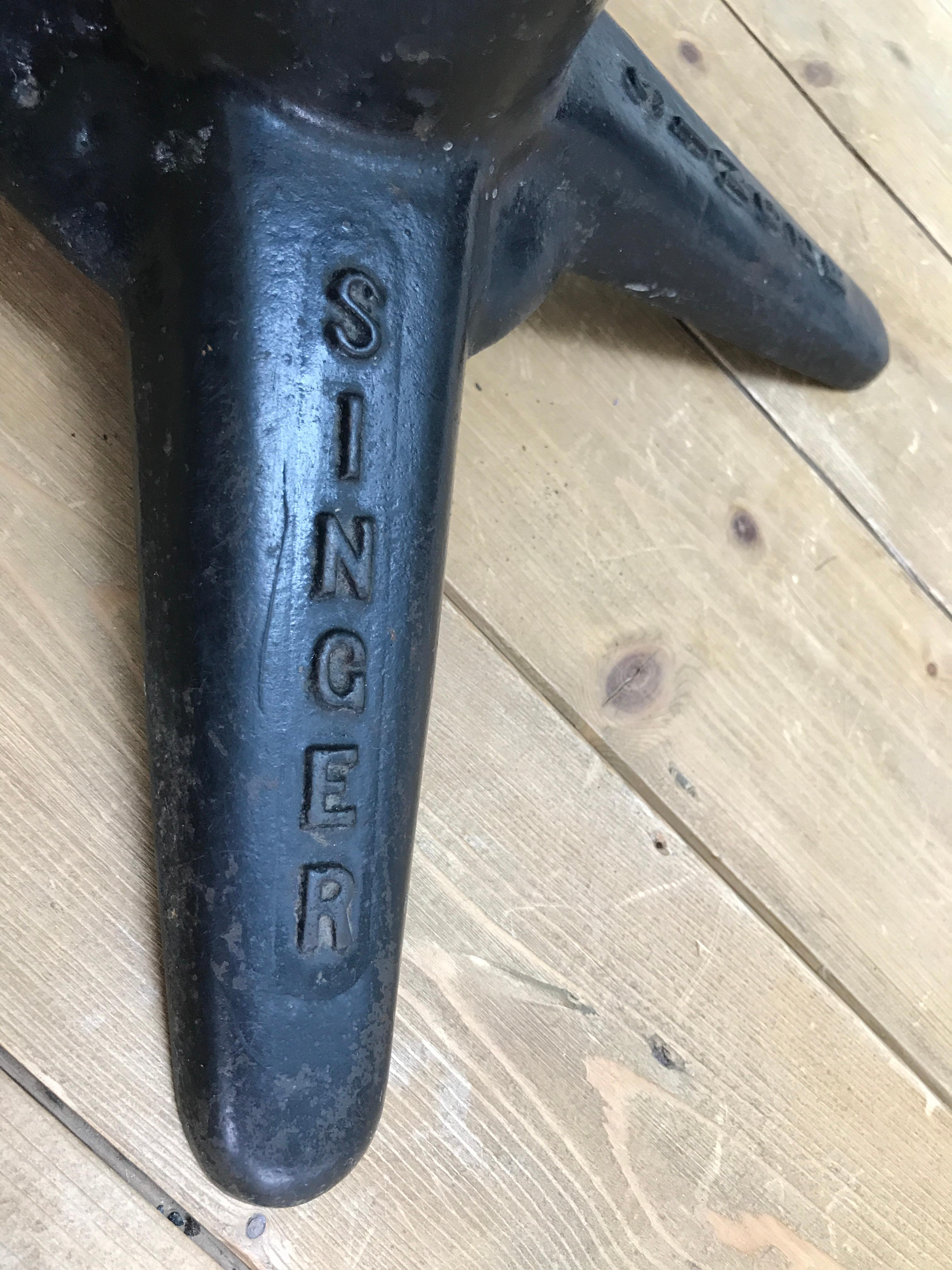 American Exceptional Quality Singer Industrial Stool with Back Rest Original Condition