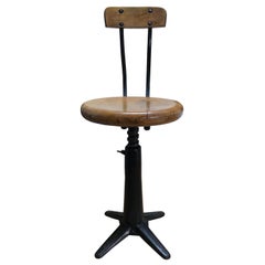 Antique Exceptional Quality Singer Industrial Stool with Back Rest Original Condition