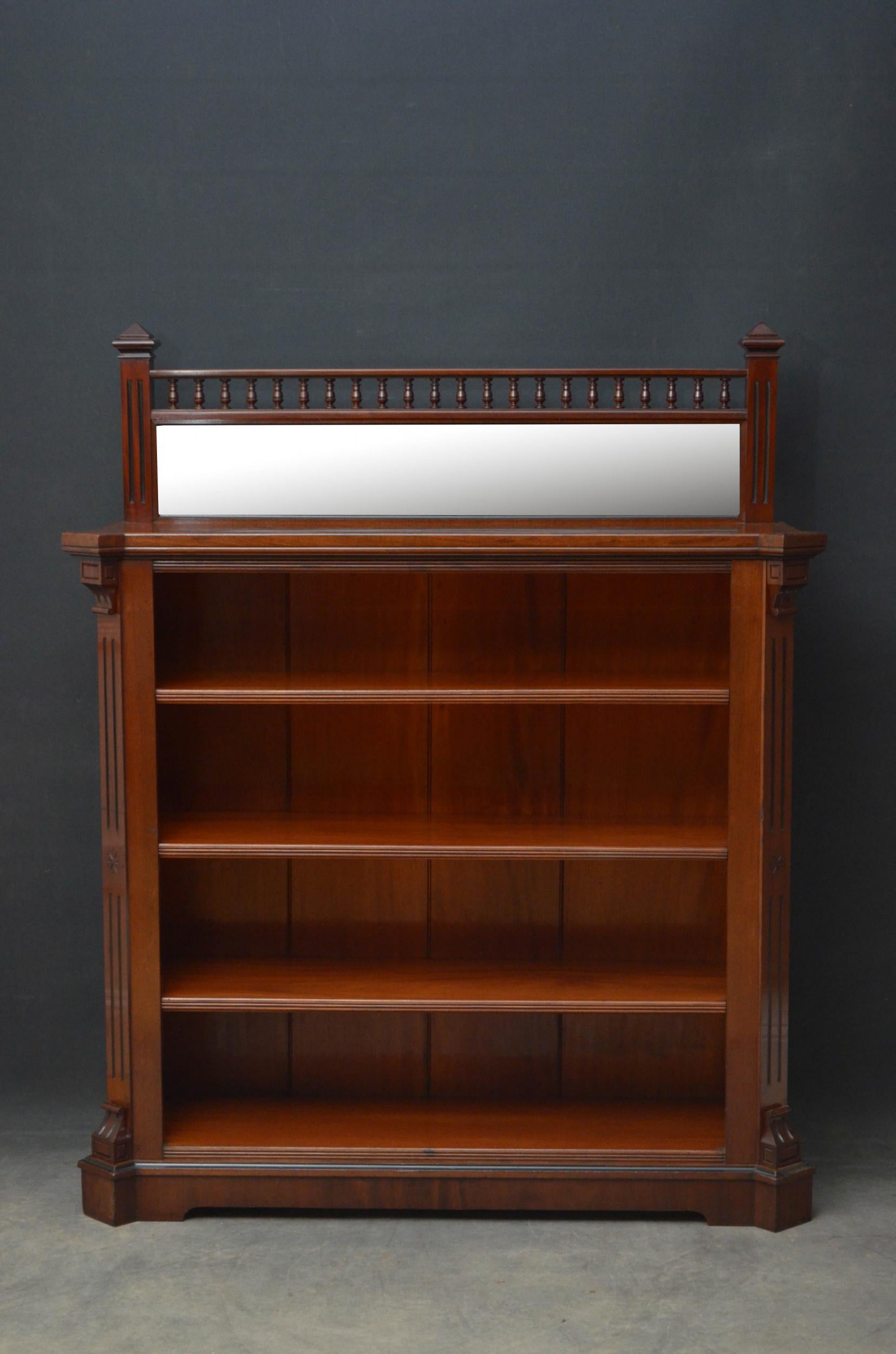 Exceptional Quality Solid Mahogany Aesthetic Movement Open Bookcase For Sale 3