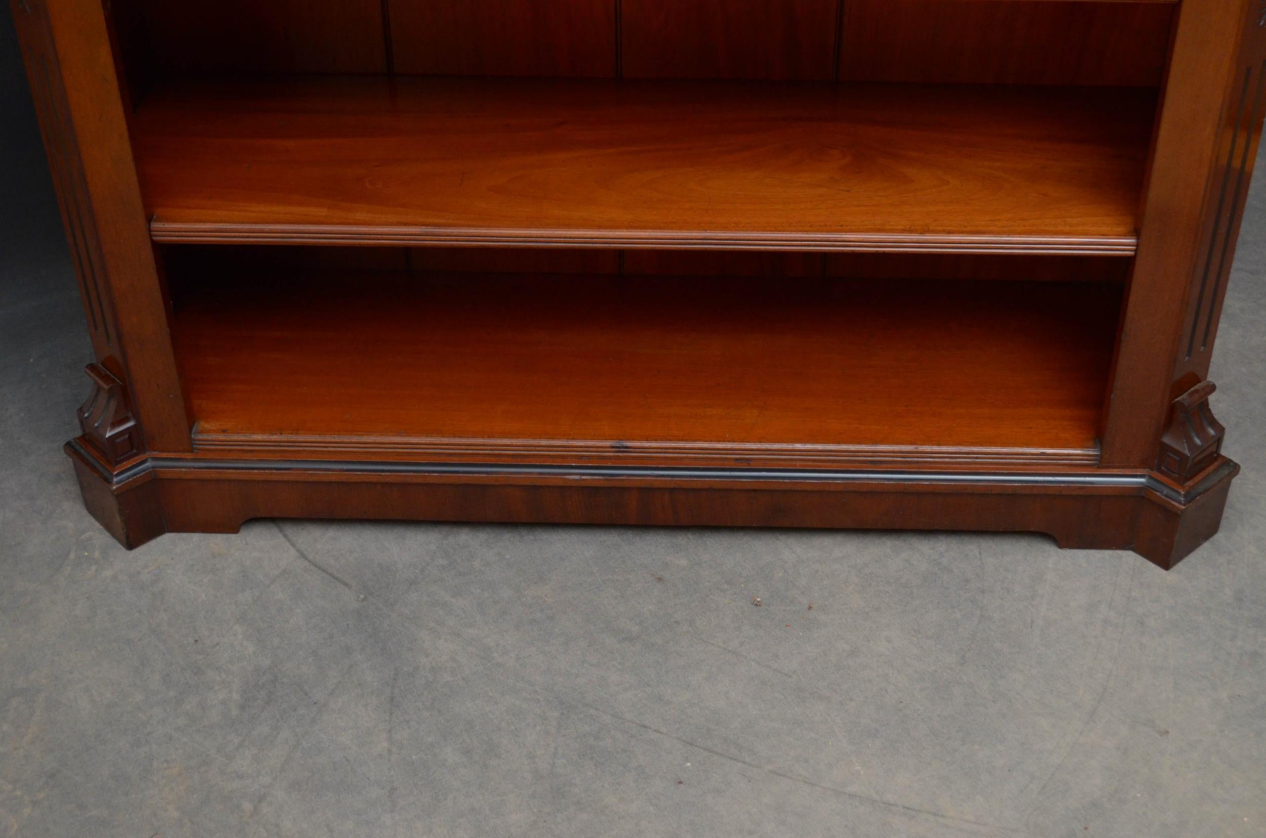 Exceptional Quality Solid Mahogany Aesthetic Movement Open Bookcase For Sale 2