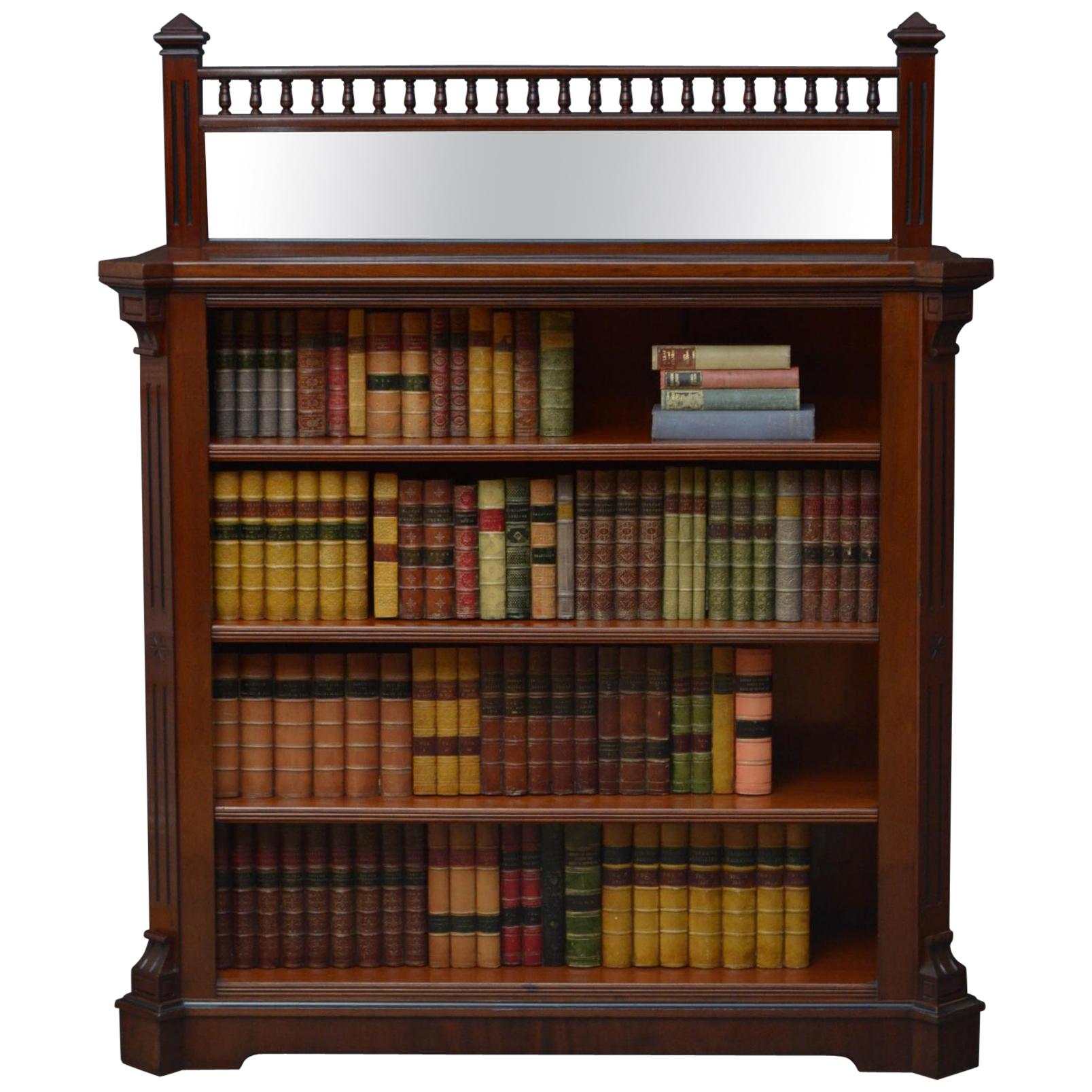 Exceptional Quality Solid Mahogany Aesthetic Movement Open Bookcase For Sale