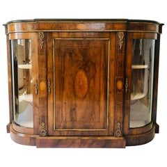 Exceptional Quality Victorian Burr Walnut Inlaid Credenza