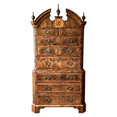 Exceptional Queen Anne Burr Walnut Tallboy