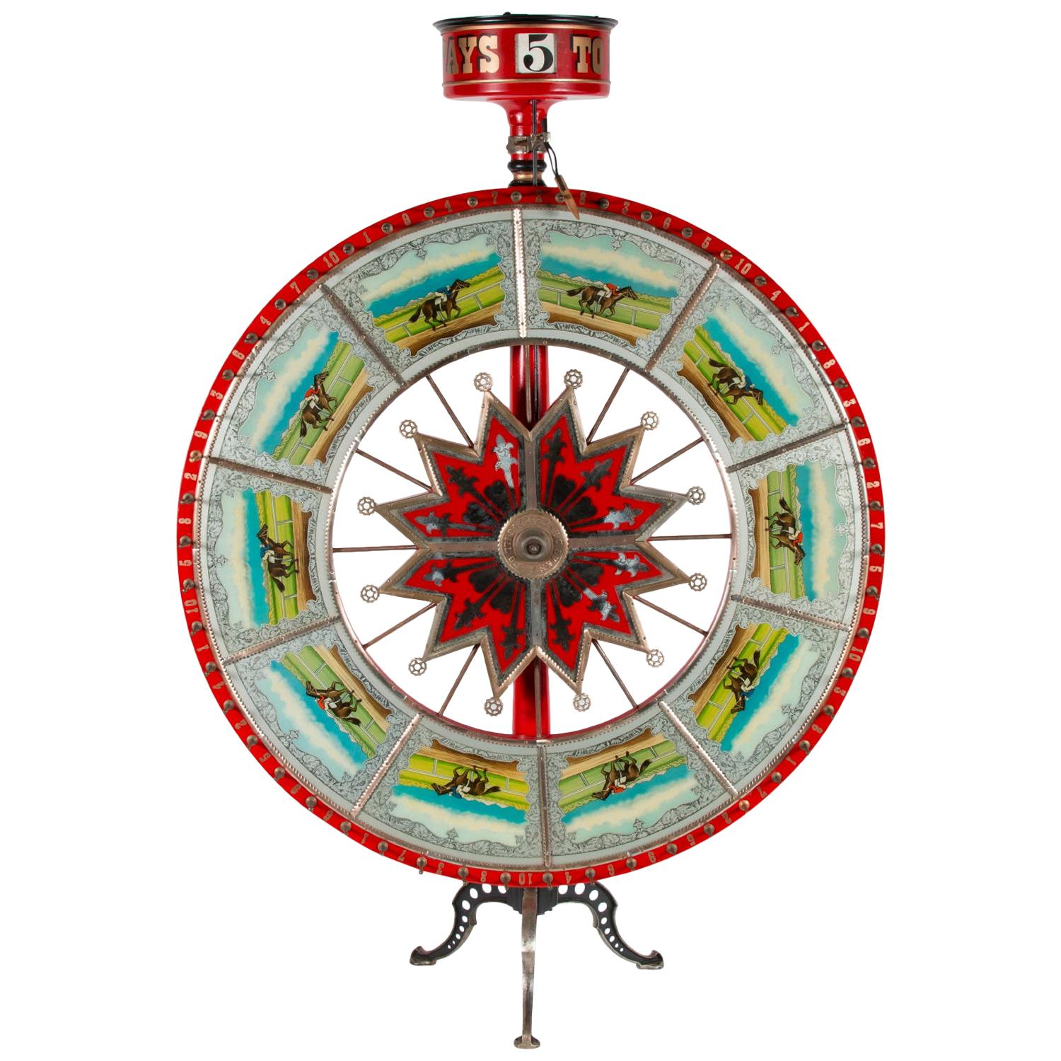 Exceptional Race Horse Game Wheel by HC Evans, Chicago, circa 1920-1950