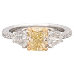 Exceptional Radiant Cut Yellow Diamond Ring
