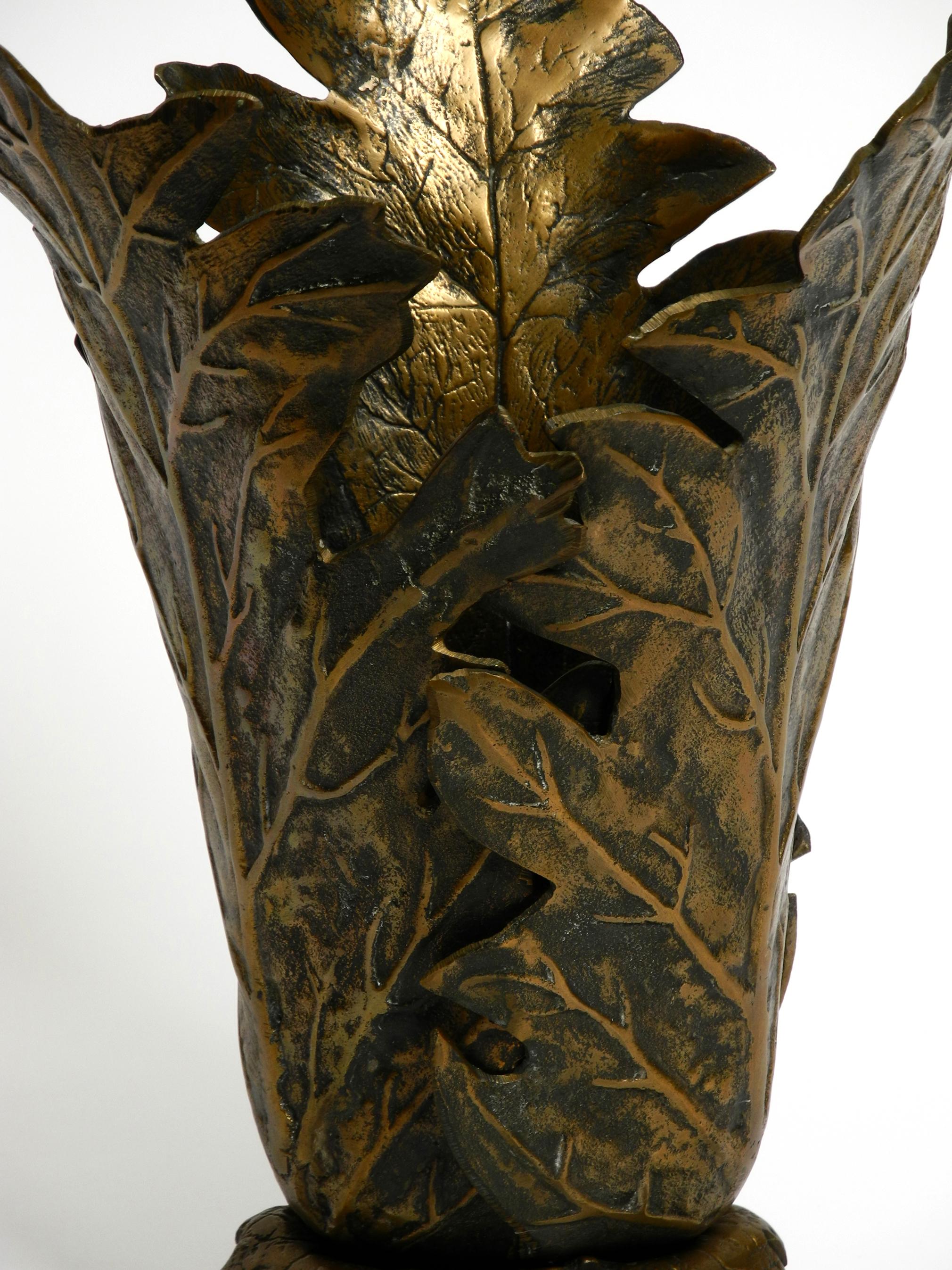 Exceptional rare 1960s sculptural heavy brass umbrella stand by Gabriella Crespi For Sale 10