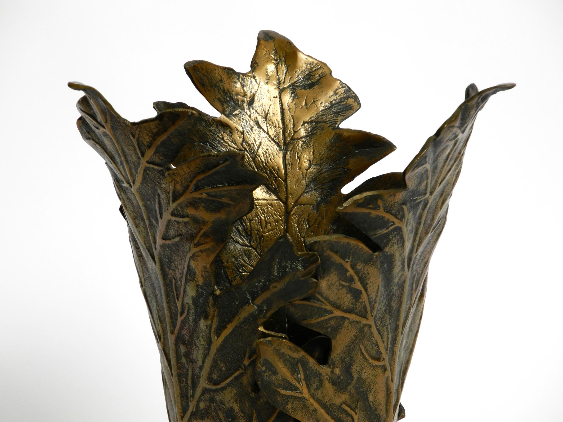 Exceptional rare 1960s sculptural heavy brass umbrella stand by Gabriella Crespi For Sale 2