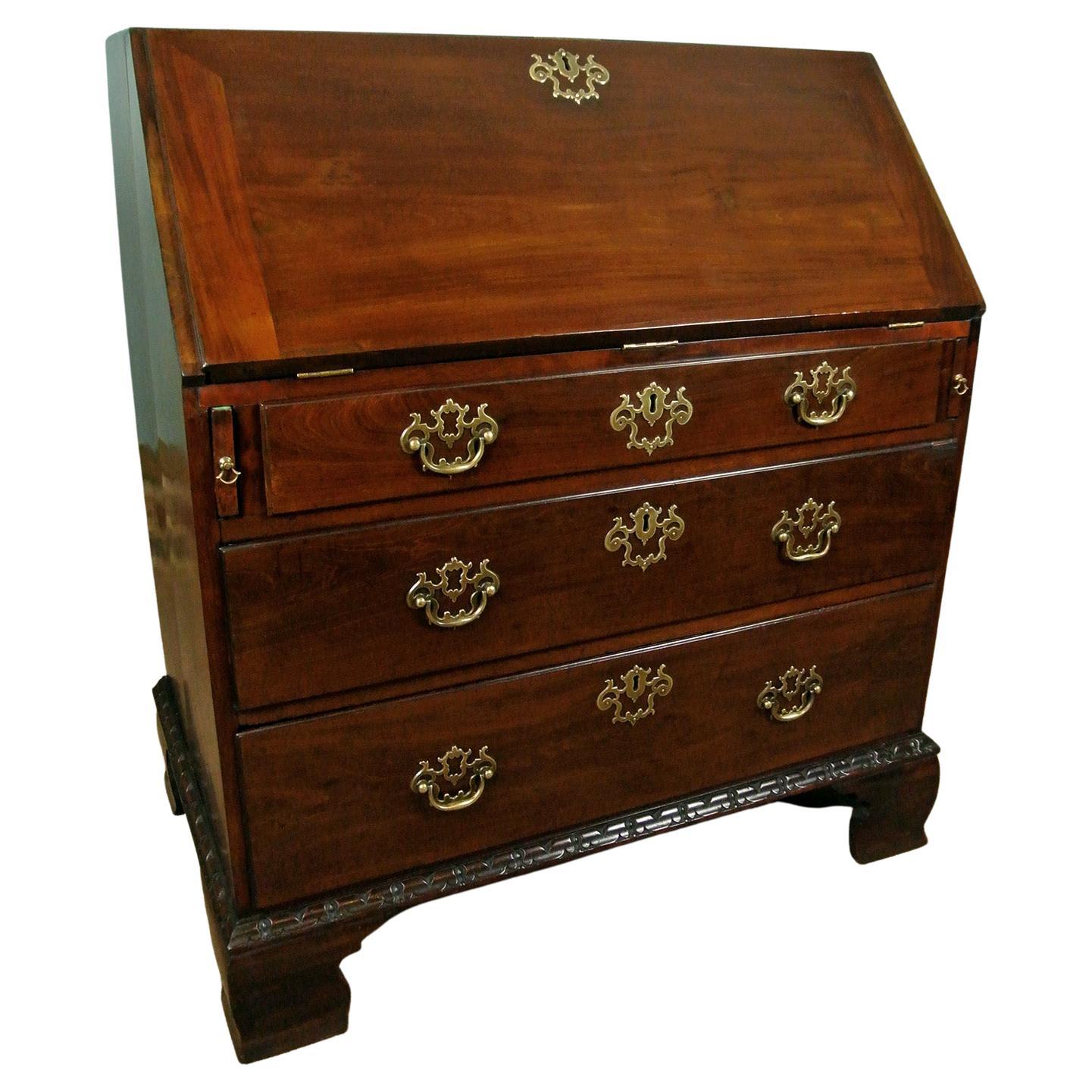Exceptional Rare and Fine Padouk Wood Bureau in the Chippendale Manner, c. 1780 For Sale