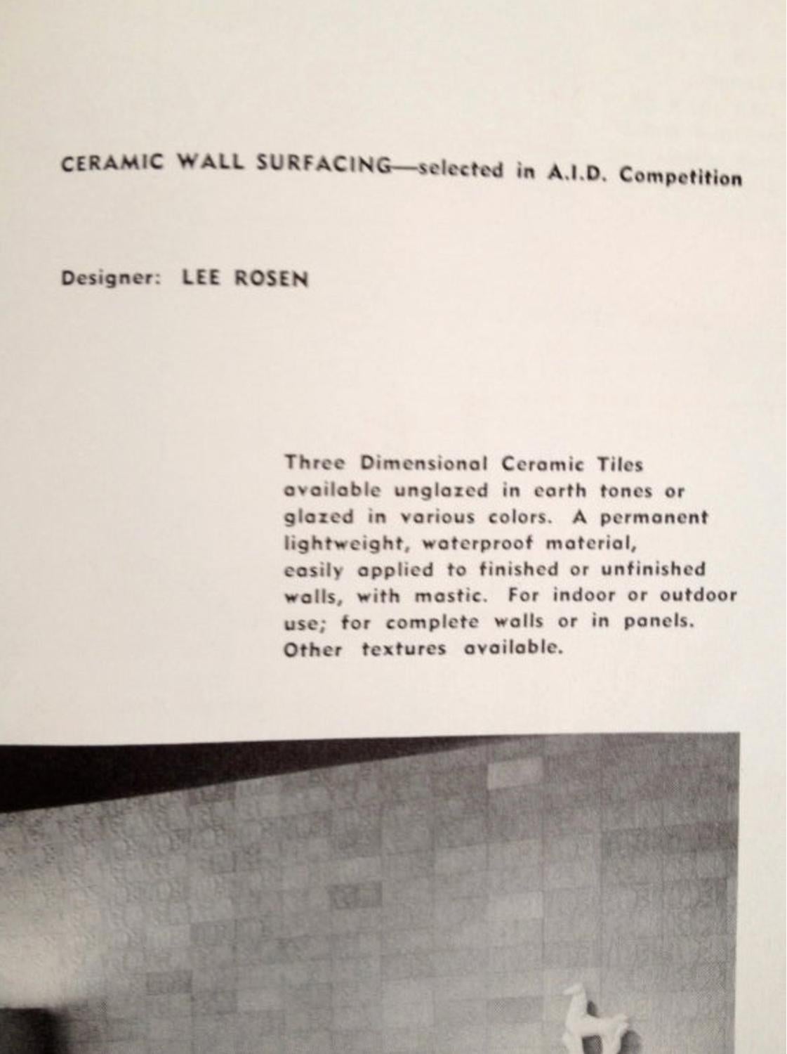 Exceptional Rare Framed Lee Rosen Architectural Tiles For Sale 8