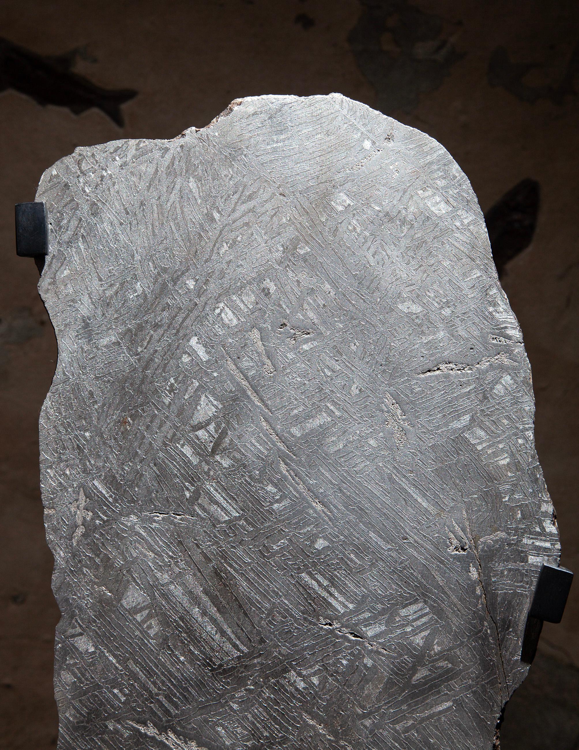 Ferro Exceptional & Rare Large Mounted Meteorite Slice in vendita