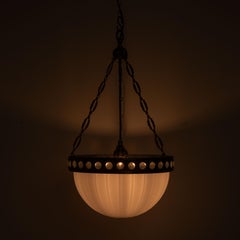 Exceptional & Rare Moonstone Plafonnier in a Special Decorative Gilt Brass Ring