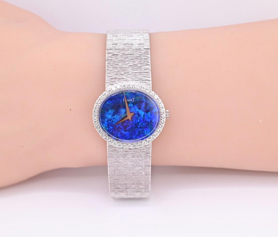 Round Cut Exceptional Rare Piaget Dark Opal Dial Ladies Watch Box & Papers