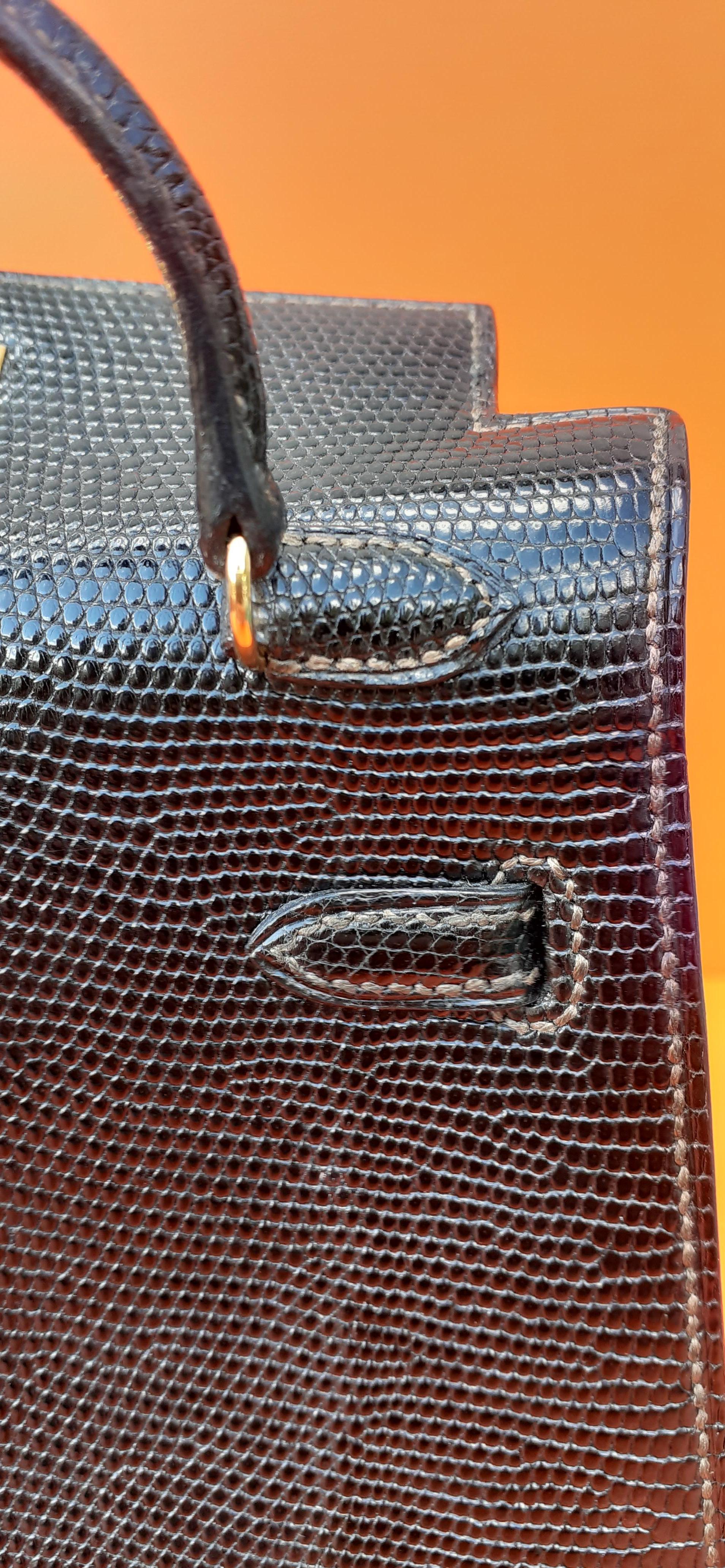 Außergewöhnliche Seltenheit Hermès Mini Micro Kelly Bag Lizard Gold Hw 15 cm 6