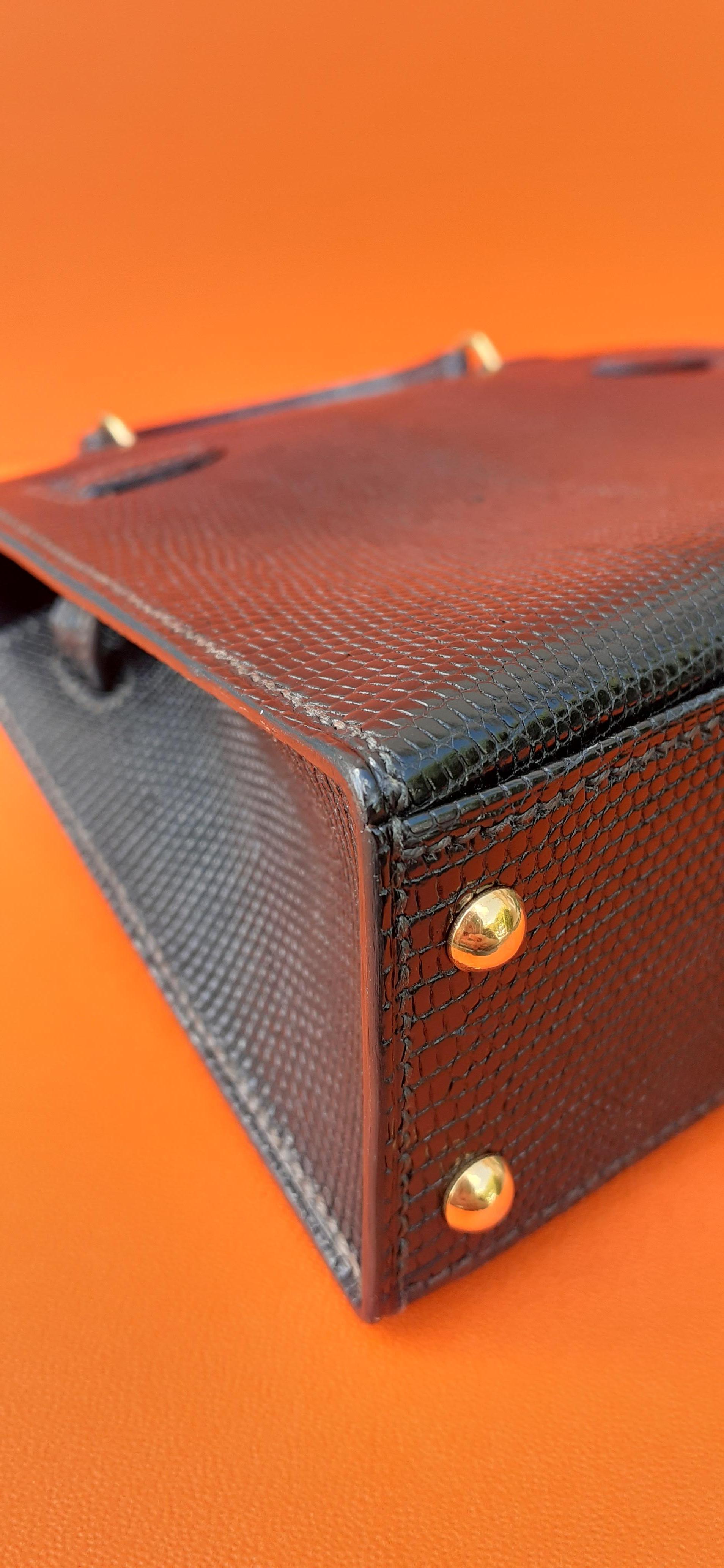 Außergewöhnliche Seltenheit Hermès Mini Micro Kelly Bag Lizard Gold Hw 15 cm 8