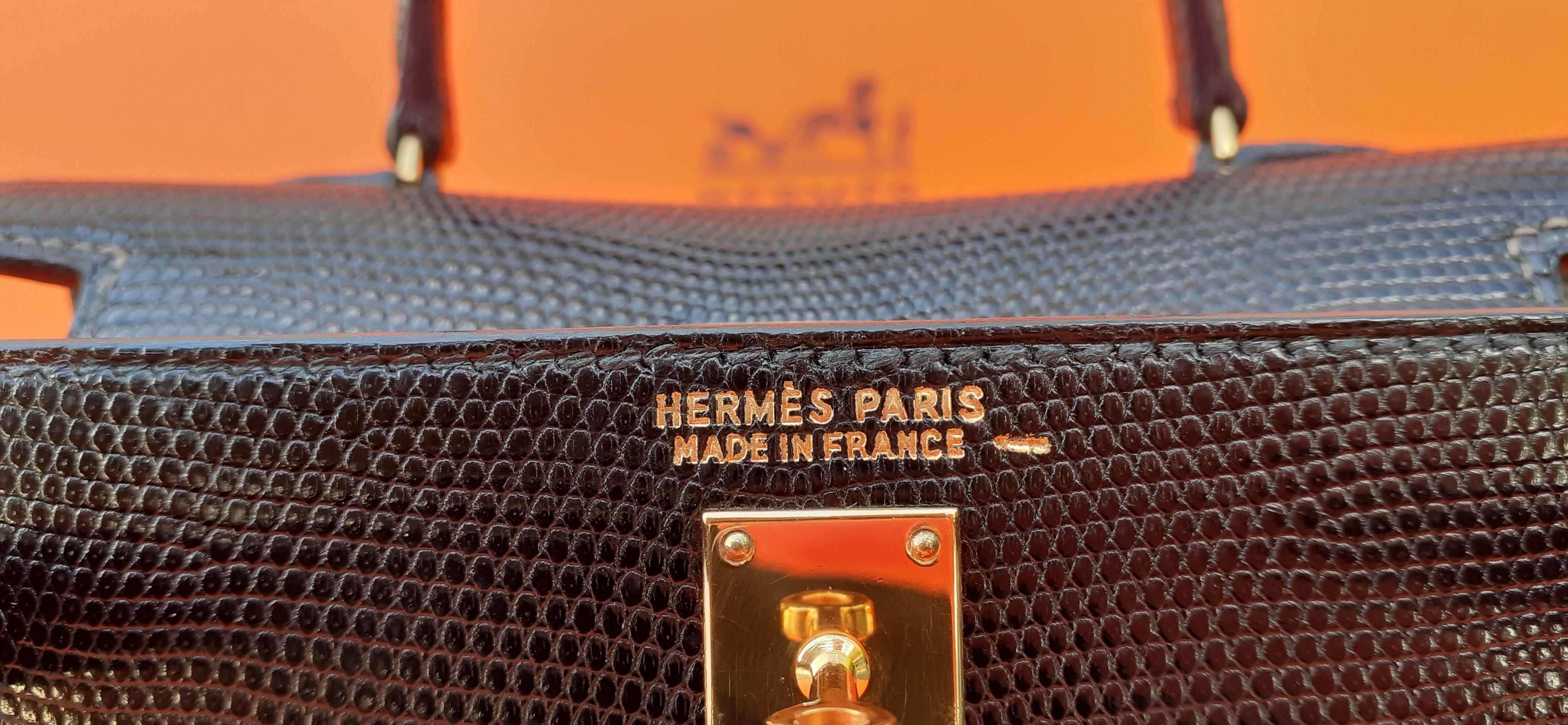 Black Exceptional Rarest Hermès Mini Micro Kelly Bag Lizard Gold Hw 15 cm 