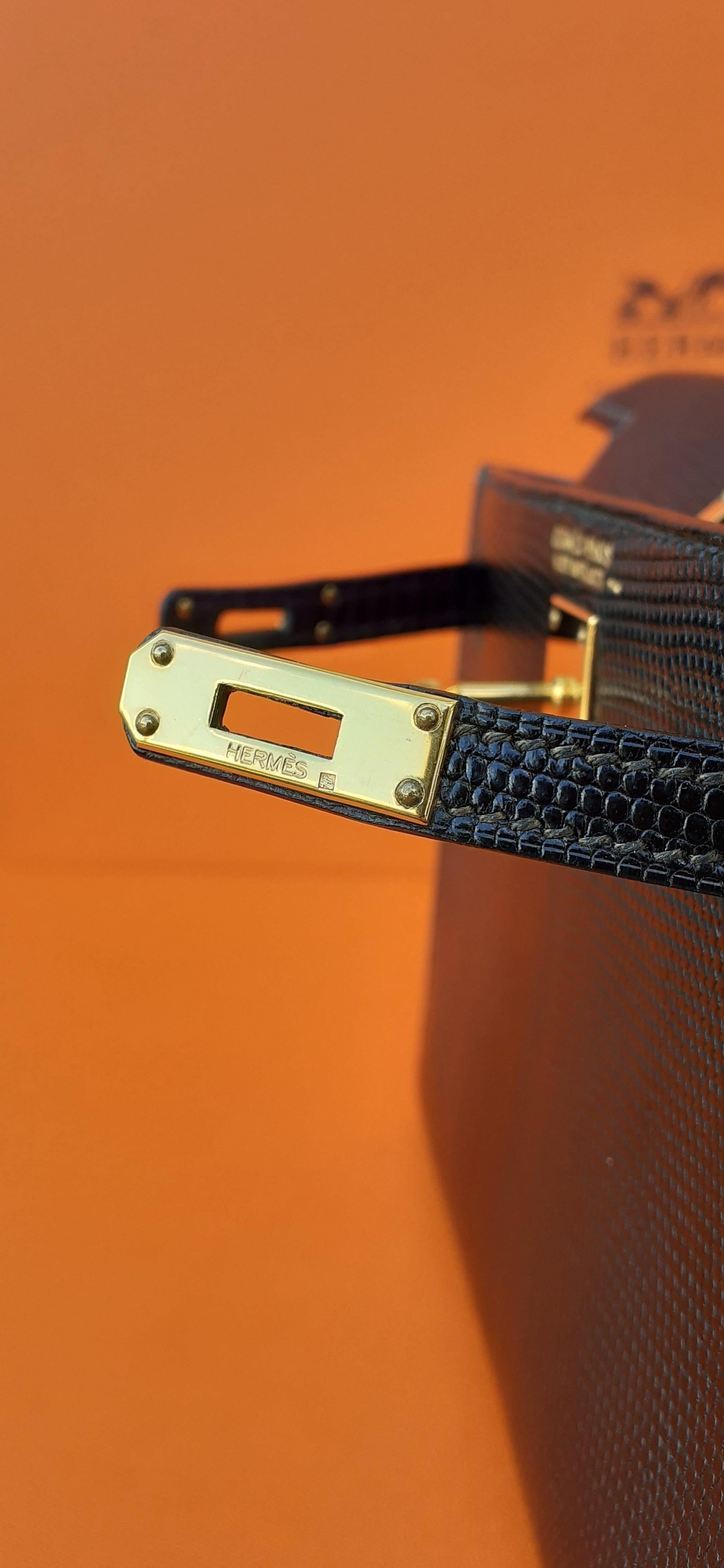 Außergewöhnliche Seltenheit Hermès Mini Micro Kelly Bag Lizard Gold Hw 15 cm 3