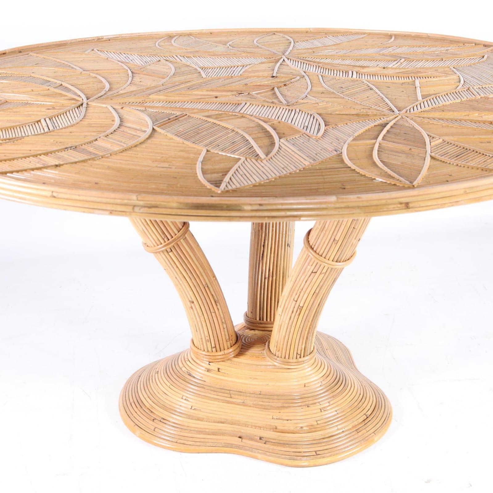 Contemporary Exceptional rattan dining table  For Sale