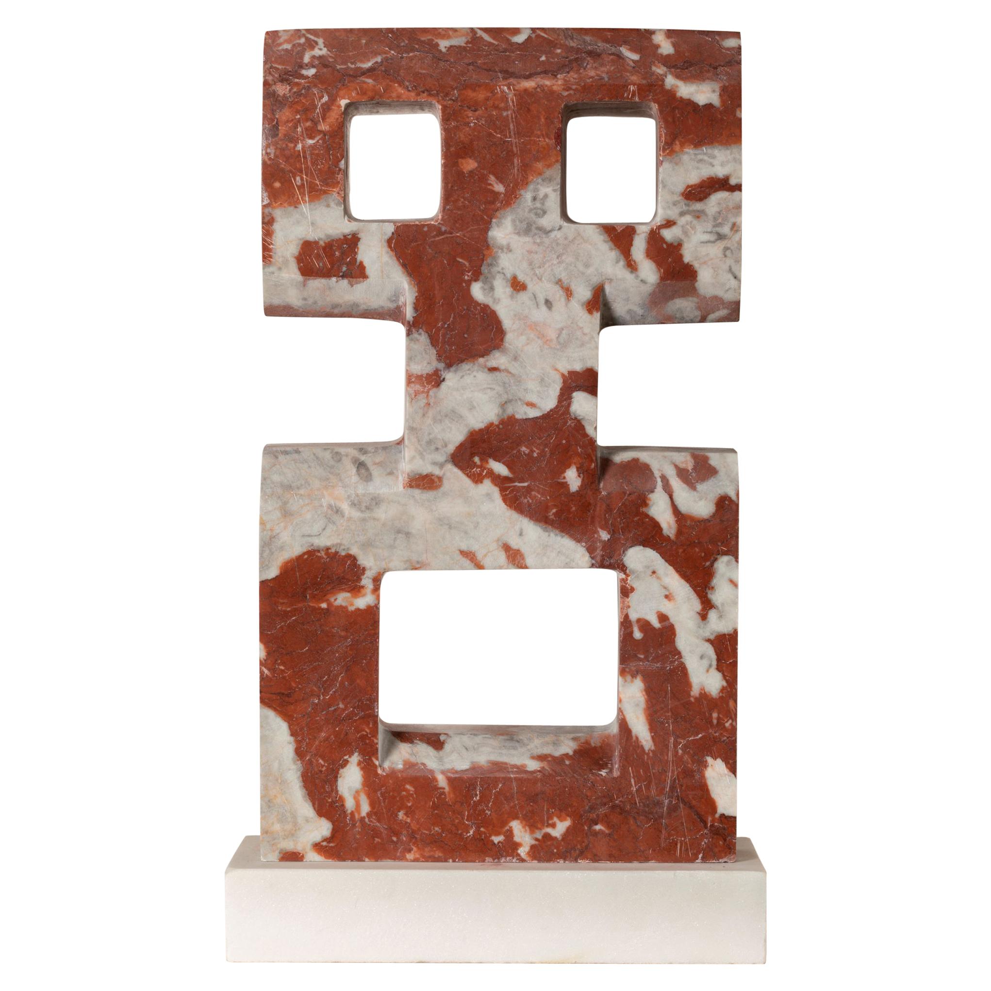 Exceptional Red Marble "TOTEM" Sculpture by SAVY, France, 21st Century