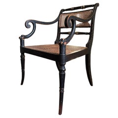 Exceptional Regency Caned Armchair in the Manner of Thomas Hope, C.1810