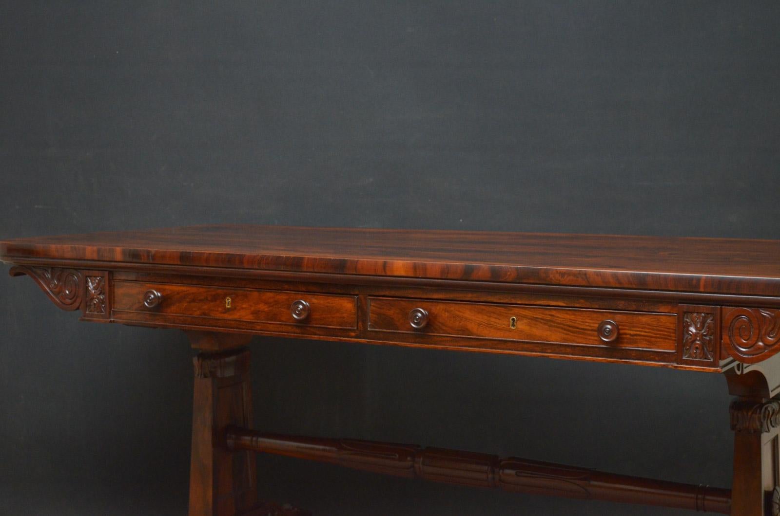 English Exceptional Regency Goncalo Alves Library Table in the Manner of Gillows