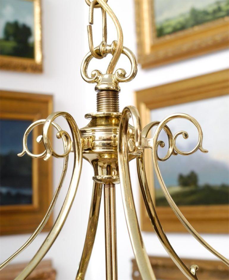 English Exceptional Regency Hexagonal Brass and Glass Lantern, England, Circa: 1795 For Sale
