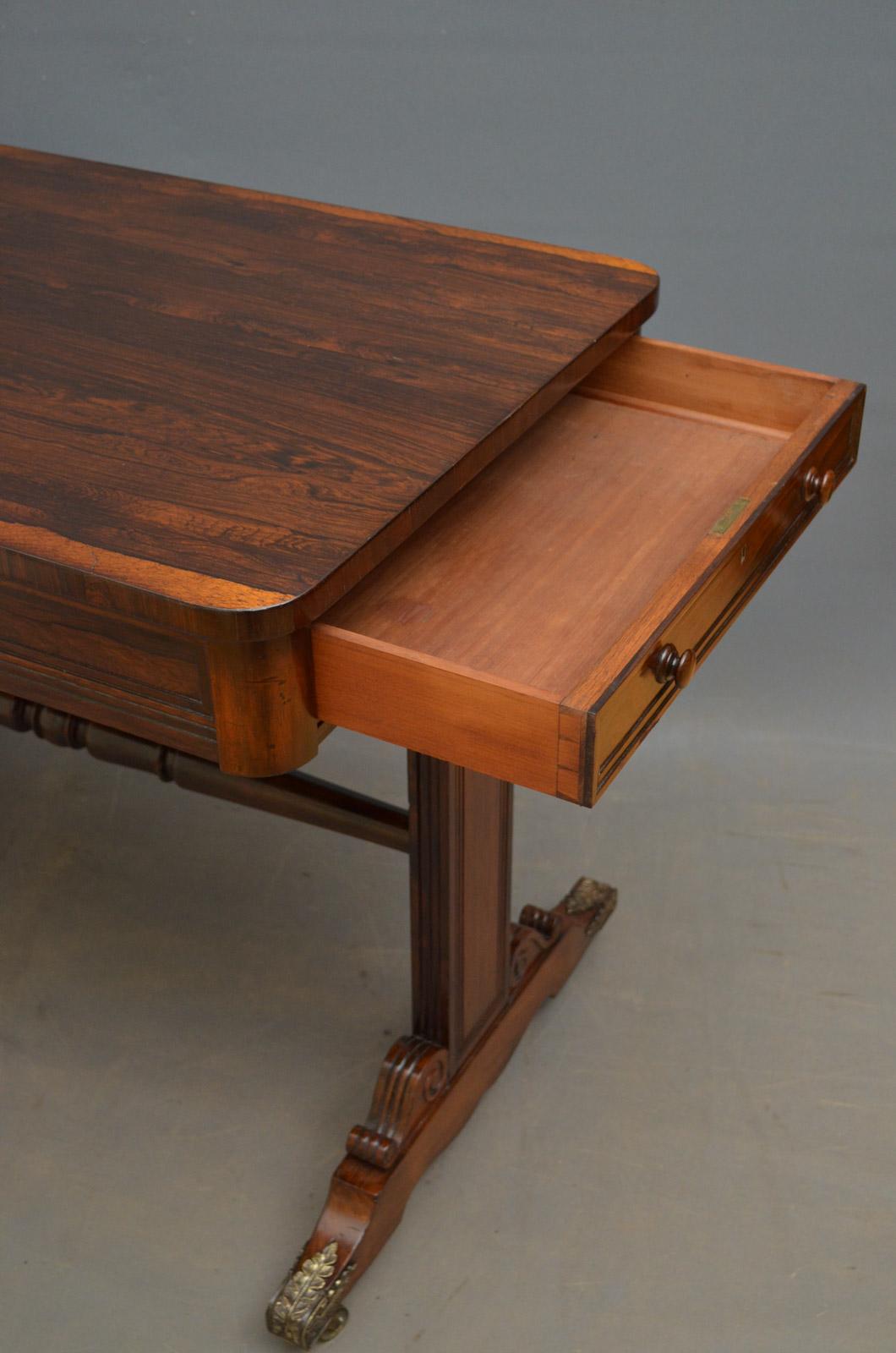 English Exceptional Regency Rosewood Library Table of Small Proportion For Sale