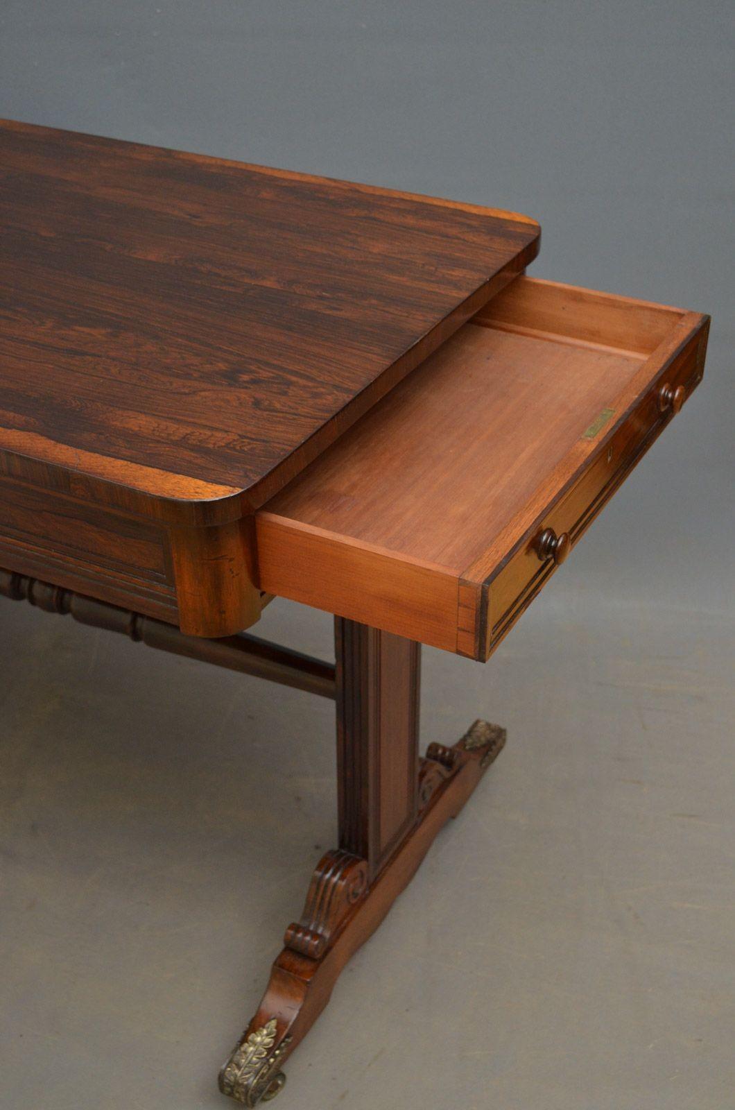 Early 19th Century Exceptional Regency Rosewood Library Table of Small Proportions For Sale