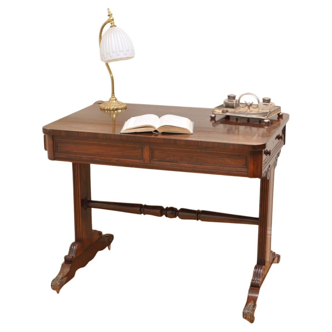 Exceptional Regency Rosewood Library Table of Small Proportions For Sale
