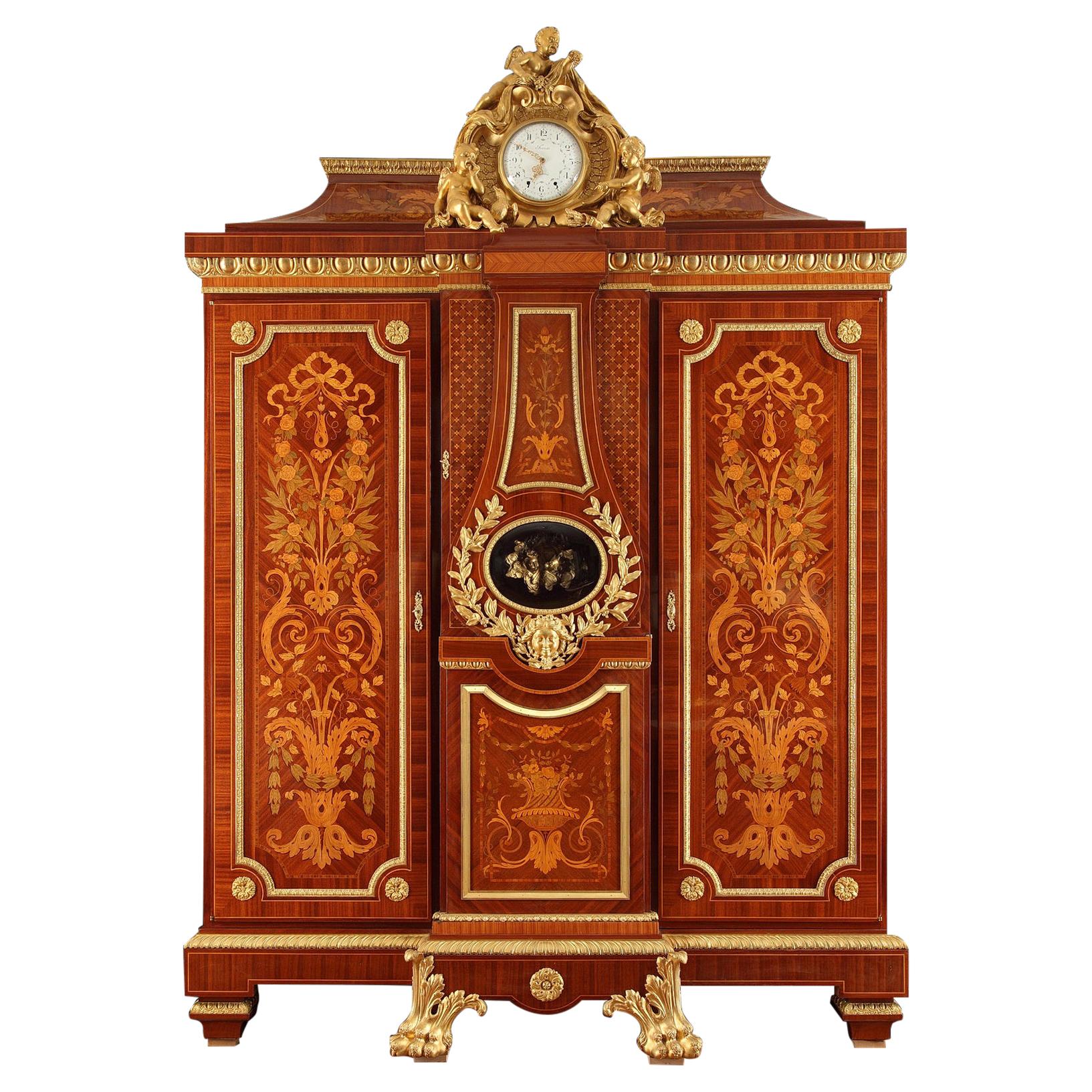 Exceptionnelle armoire régulière de style L XVI par Maison Forest, France, vers 1890 en vente