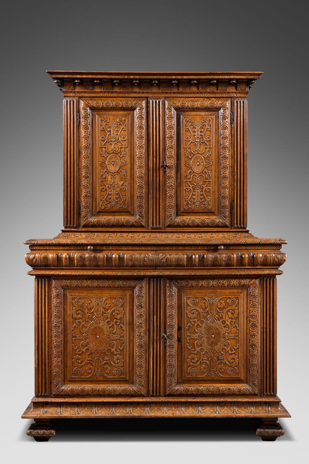 Exceptional Renaissance Cabinet from Lyon

Origin: Lyon, France
Period: 1540-1580, Second French Renaissance

Measures: Height: 188 cm
Length: 132 cm
Depth: 51 cm


Light colored walnut
Very good condition

This perfectly built cabinet