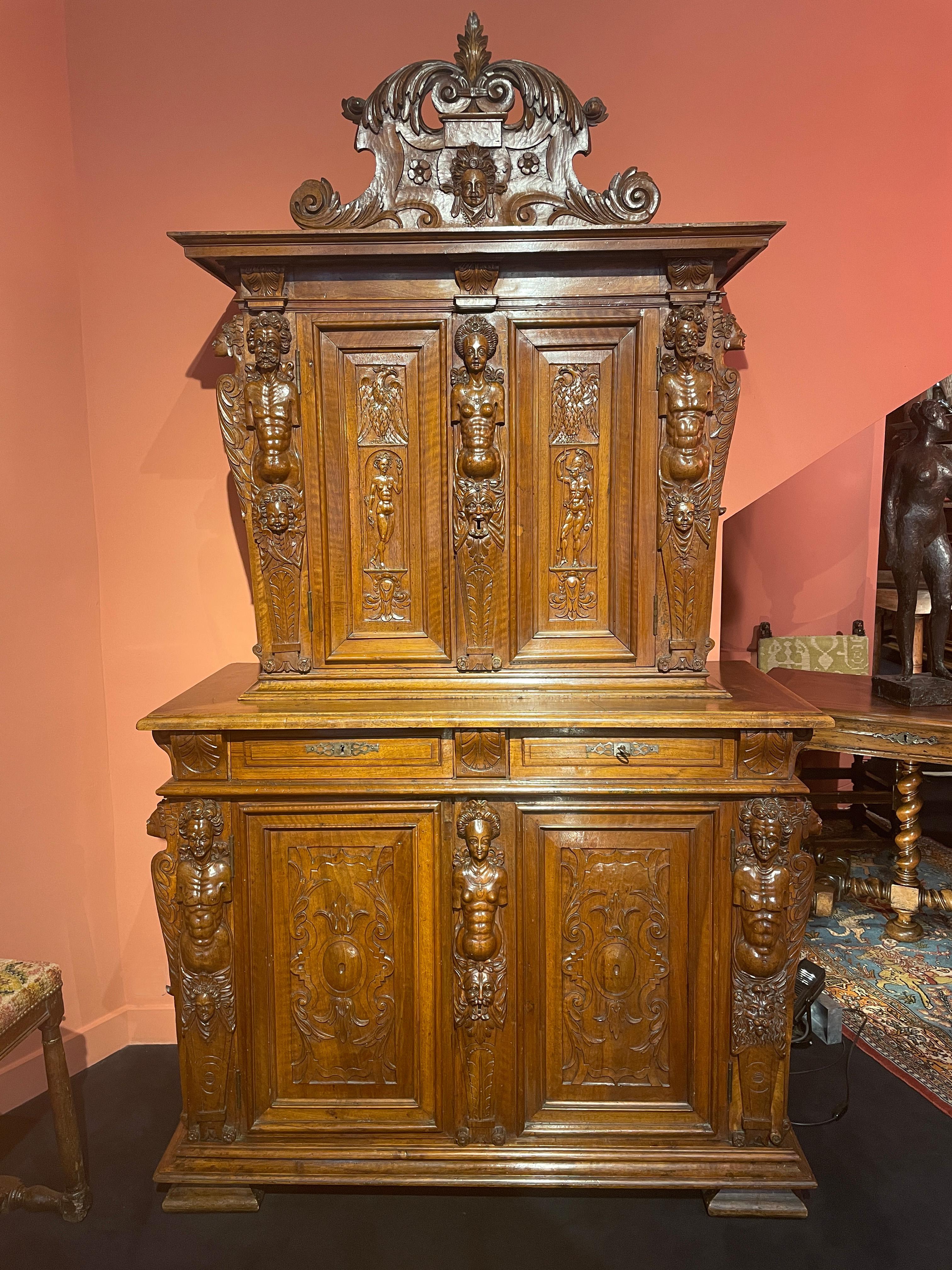 Exceptional Renaissance Cabinet of Bellifontaine Inspiration For Sale 1