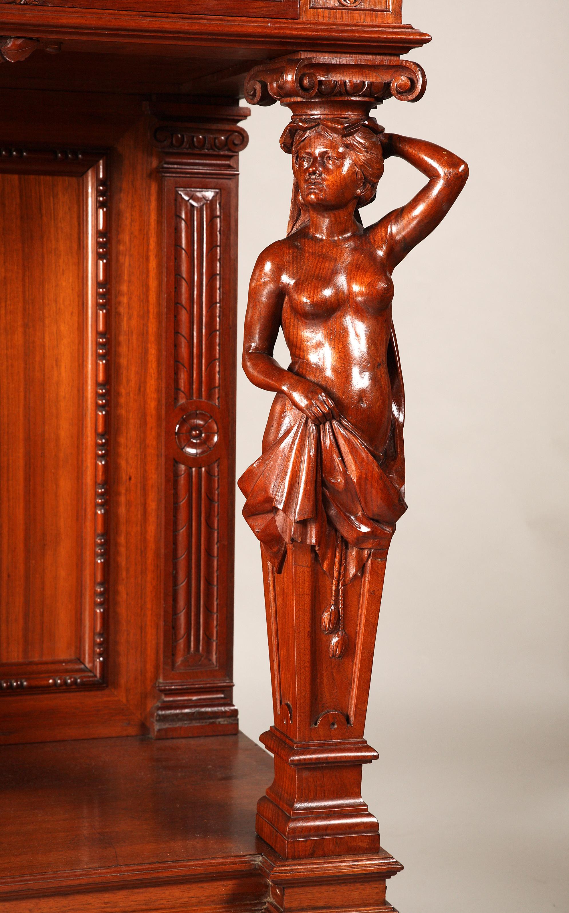 Renaissance Style Wooden Cabinet Attributed to H.A. Fourdinois, France, 1893 For Sale 2