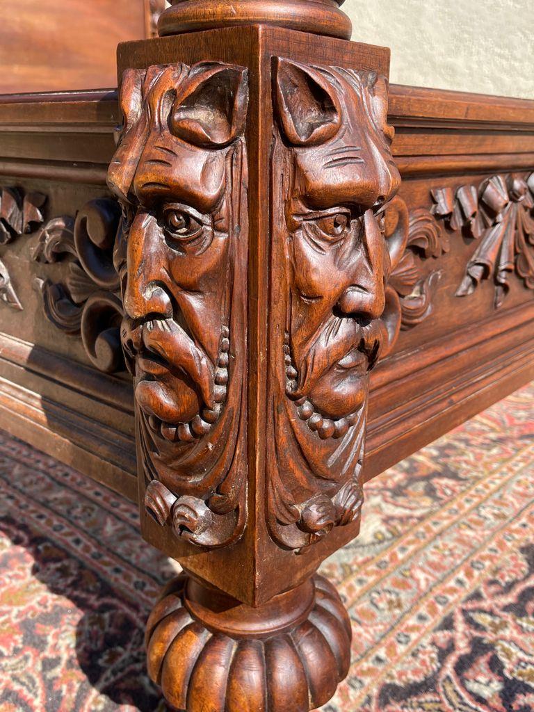 Exceptional Renaissance Style Carved Walnut Bed For Sale 8