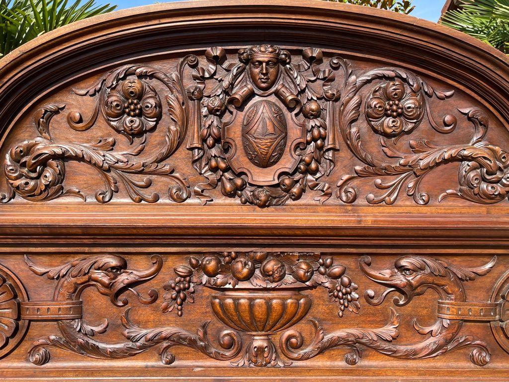 French Exceptional Renaissance Style Carved Walnut Bed For Sale