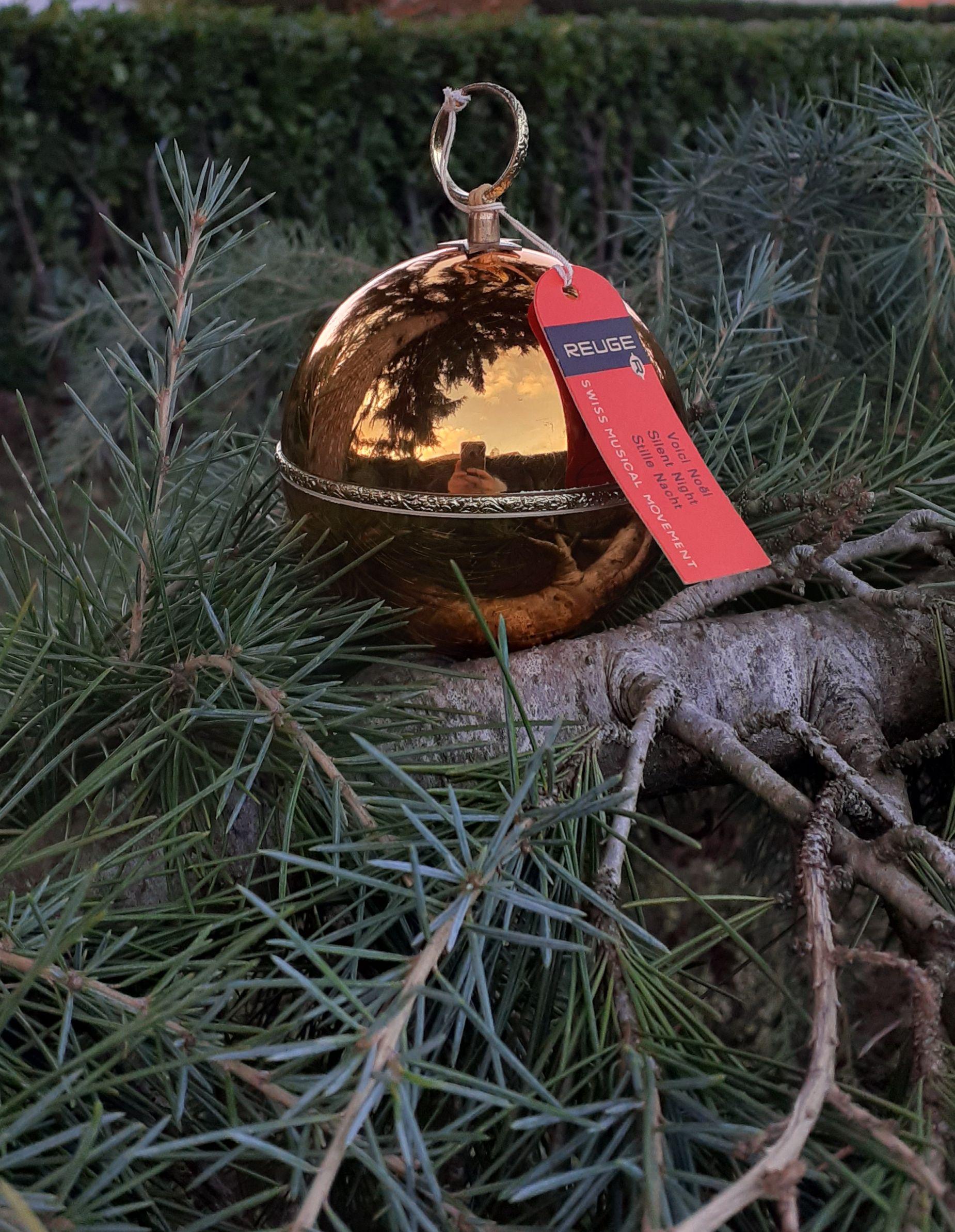 Außergewöhnliche Reuge Sainte Croix Weihnachtskugel Ornament Spieluhr Stille Nacht 6