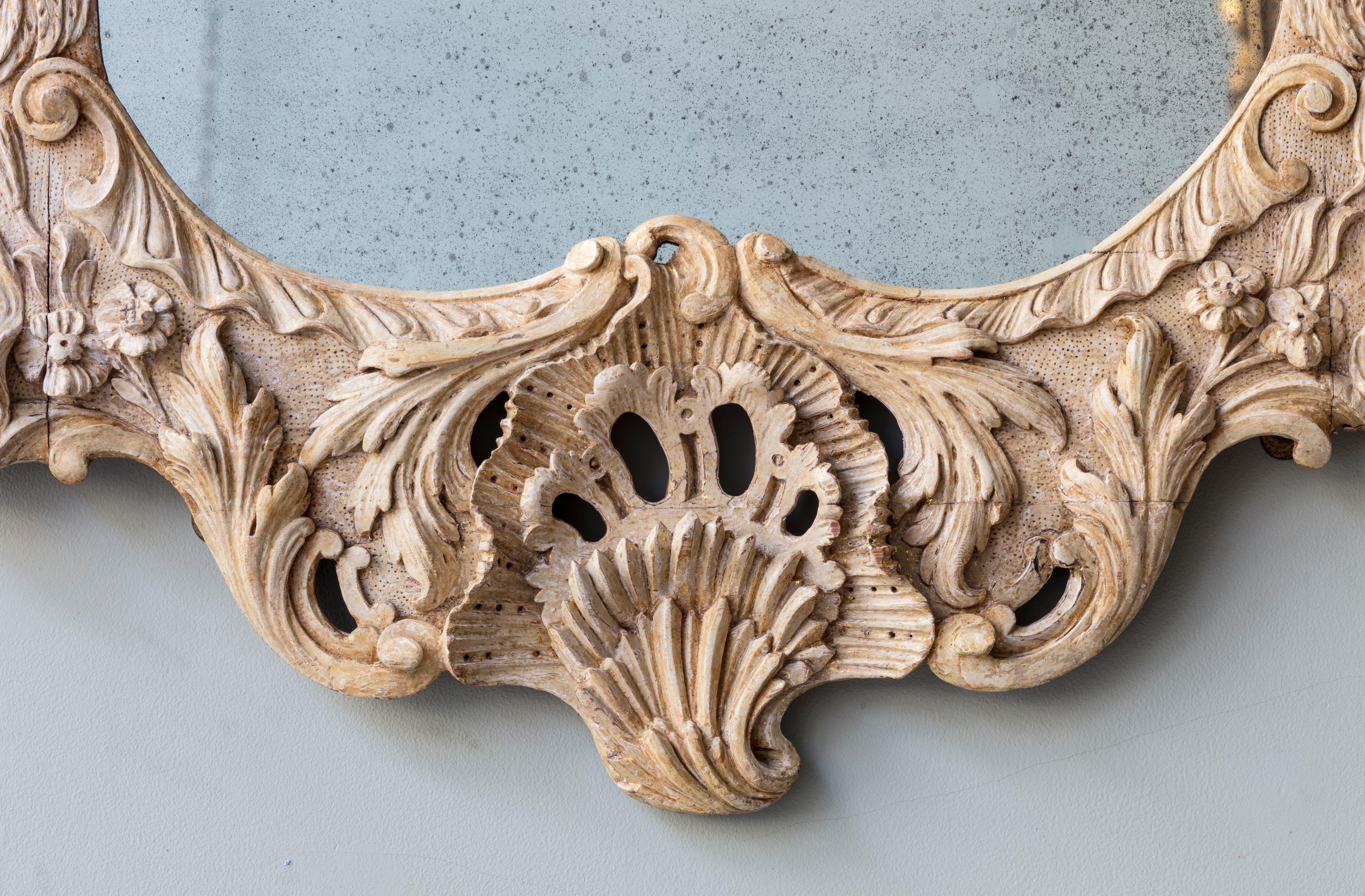 18th Century and Earlier Exceptional Rococo Carved Giltwood Pier Mirror with Central Goat Mask, c.1740 For Sale