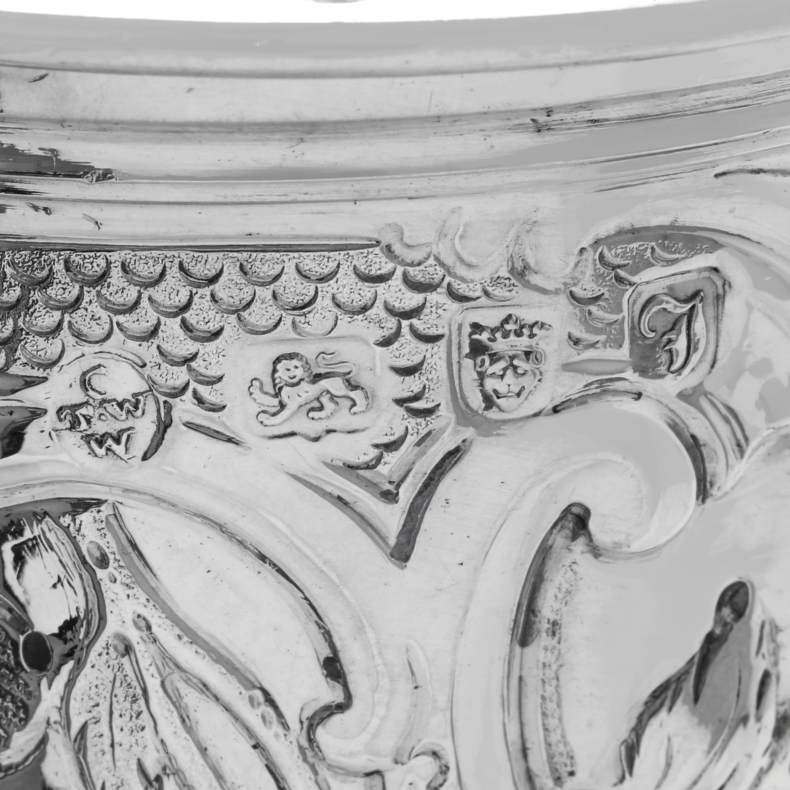 Sterling Silver Exceptional Rococo design chased antique sterling silver coffee pot made in 1764 For Sale