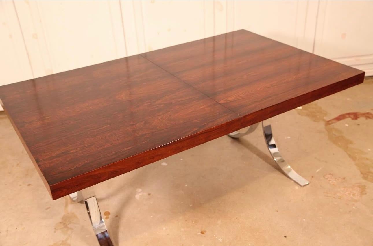 Exceptionnelle table de salle à manger / table de conférence en palissandre et chrome par Poul Norreklit en vente 2