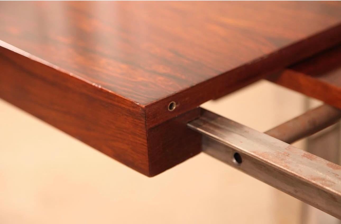 Exceptionnelle table de salle à manger / table de conférence en palissandre et chrome par Poul Norreklit en vente 1