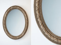 Oval Frame with Laurel Leaf Pattern, Royal Quality Carved Wood Wall Mirror