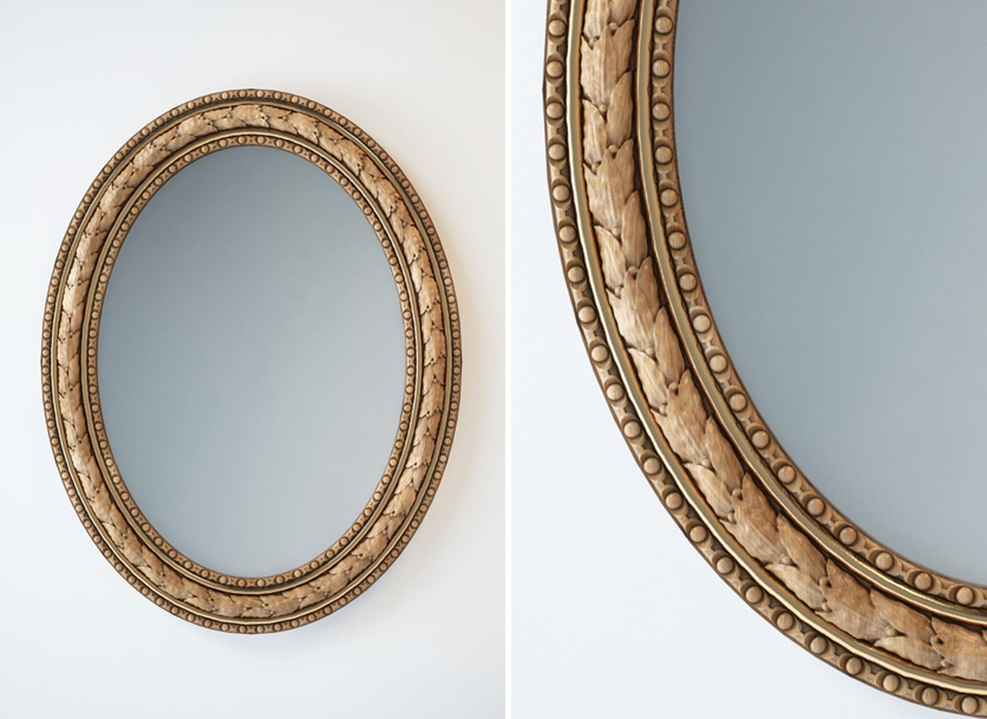 Victorian Oval Frame with Laurel Leaf Pattern, Royal Quality Carved Wood Wall Mirror For Sale