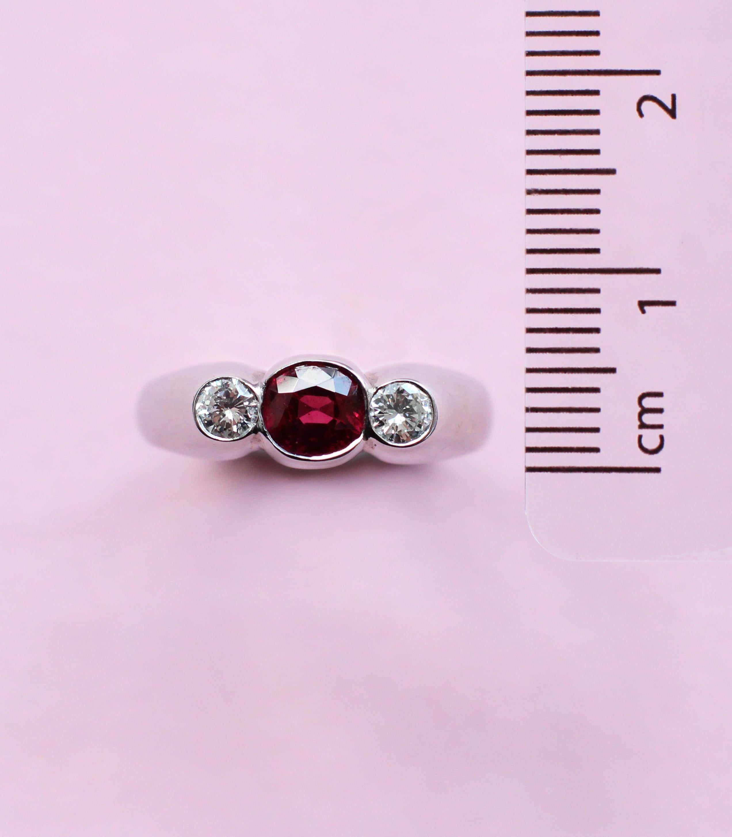 three stone ruby ring
