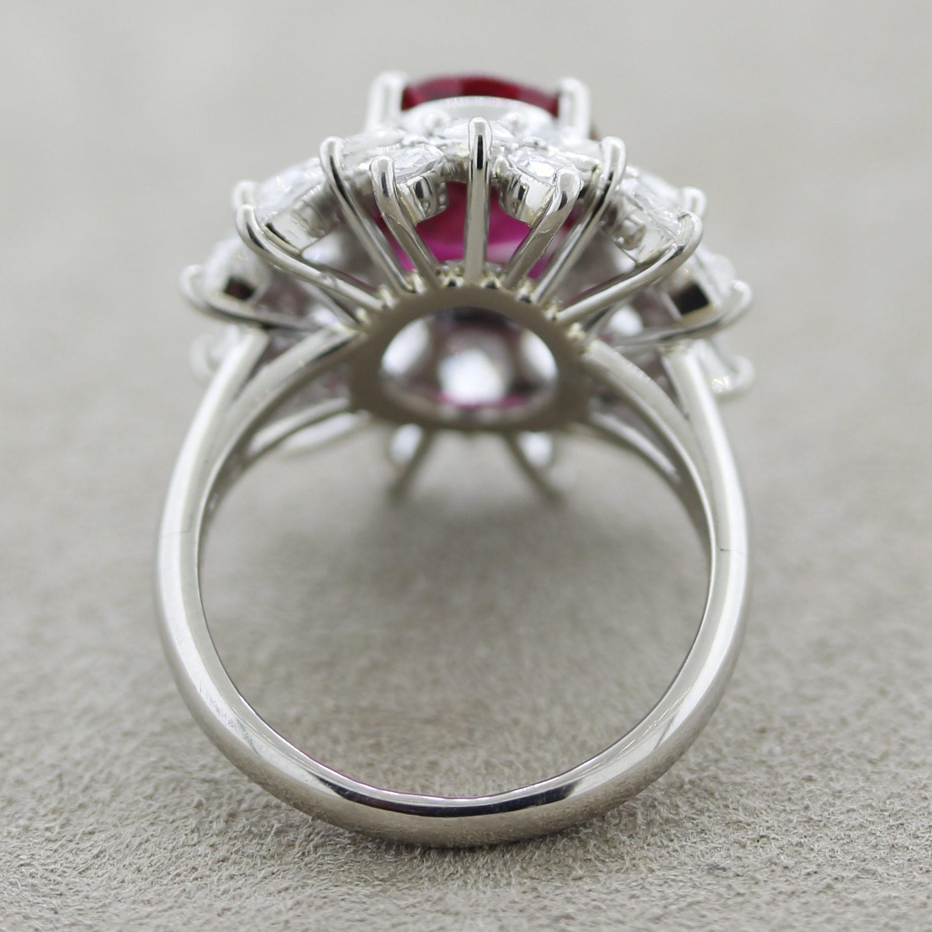 Exceptional Ruby Diamond Platinum Ring, GRS Certified In New Condition For Sale In Beverly Hills, CA