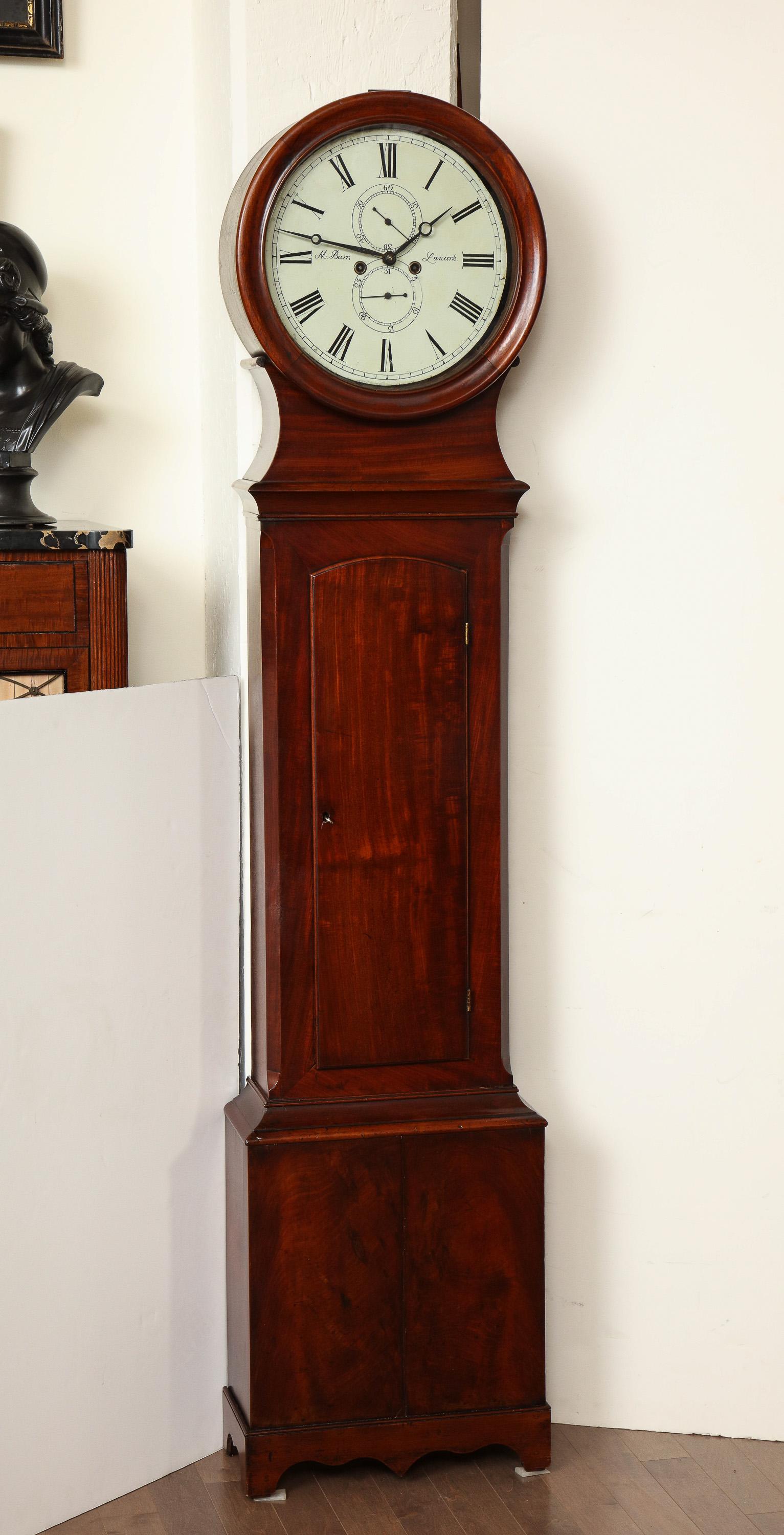 Scottish Tall Case Clock by M. Barr, Lanark  circa 1840-1850