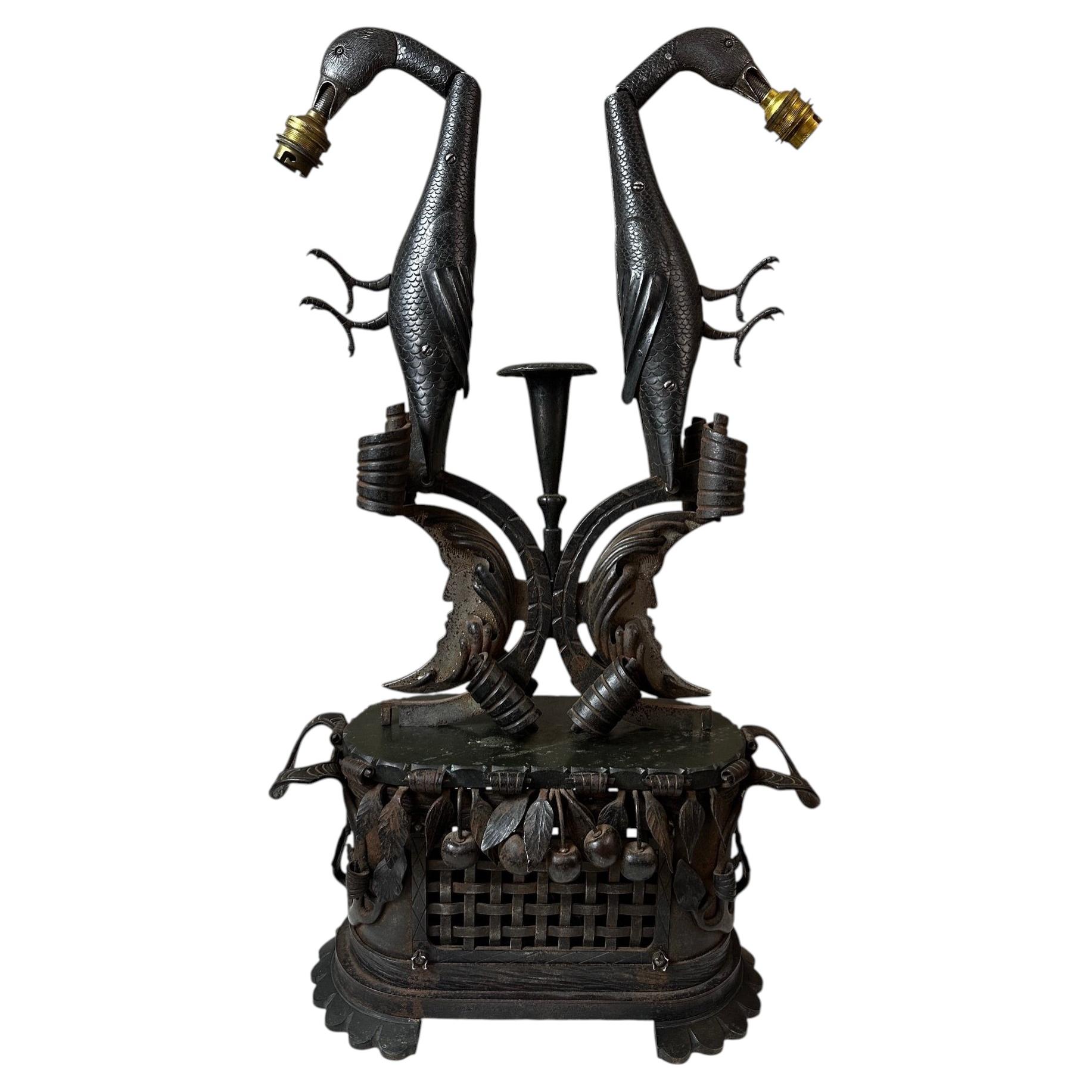 Exceptional Sculptural Art Deco Lamp Attributed to Paul Kiss, France, Circa 1925
