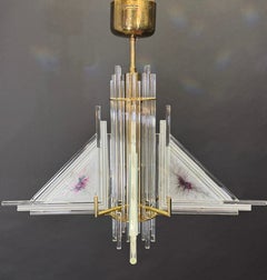 Außergewöhnlicher skulpturaler Kronleuchter aus Glas und Messing von Christoph Palme, 1980er Jahre