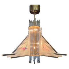 Außergewöhnlicher skulpturaler Kronleuchter aus Glas und Messing von Christoph Palme, 1980er Jahre