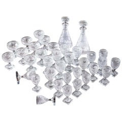 Exceptional Set Antique Georgian Irish Cut Crystal Decanters Glasses, circa 1875